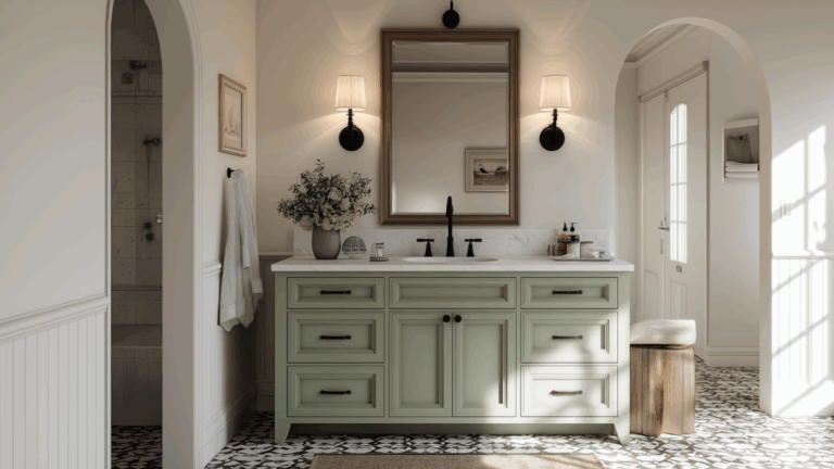 French Country Bathroom with a Touch of Modern Simplicity: Elegant Rustic Design