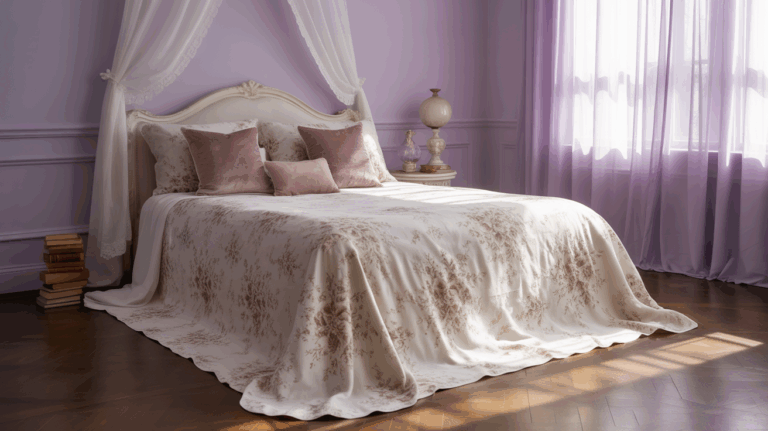Romantic Purple Bedroom Decor with Florals and Soft Fabrics