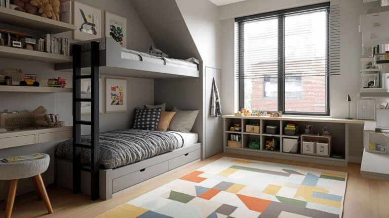 Modern Kids Bedroom Inspiration with Storage Solutions and Stylish Design Ideas